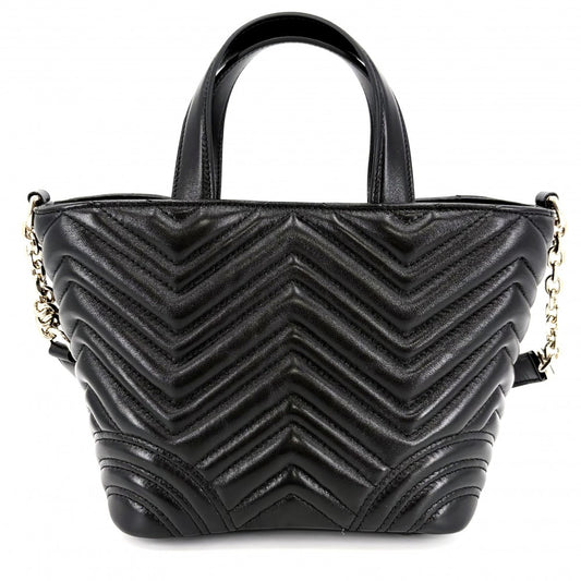 GUCCI グッチ 2WAY GGマーモント キルティング ハンドバッグ ショルダーバッグ 847386 レザー ブラック 黒 ゴールド金具 レディース【中古品】