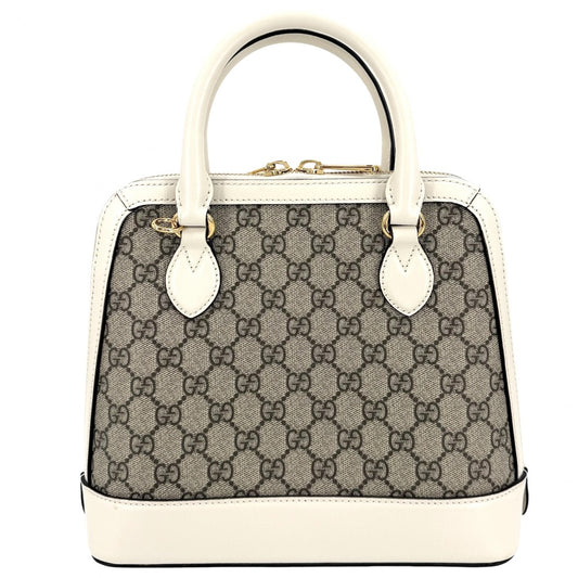 GUCCI グッチ 2WAY ホースビット1955 スモールトップハンドルバッグ ハンドバッグ ショルダーバッグ 621220 GGスプリームキャンバス レザー ベージュ ホワイト 白 ゴールド金具 レディース【中古品】
