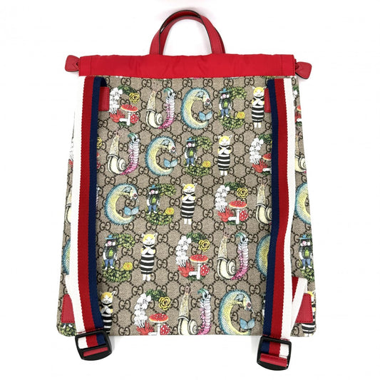 GUCCI グッチ リュック ヒグチユウコ コラボ チルドレンズ 550775 GGスプリームキャンバス レザー ベージュ レッド 赤 レディース【中古品】