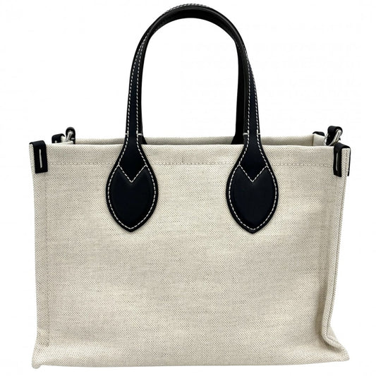 GUCCI グッチ 2WAY ミディアムトートバッグ ハンドバッグ ショルダーバッグ グッチリド 772144 コットンリネンキャンバス レザー ベージュ ネイビー 紺 シルバー金具 レディース【中古品】