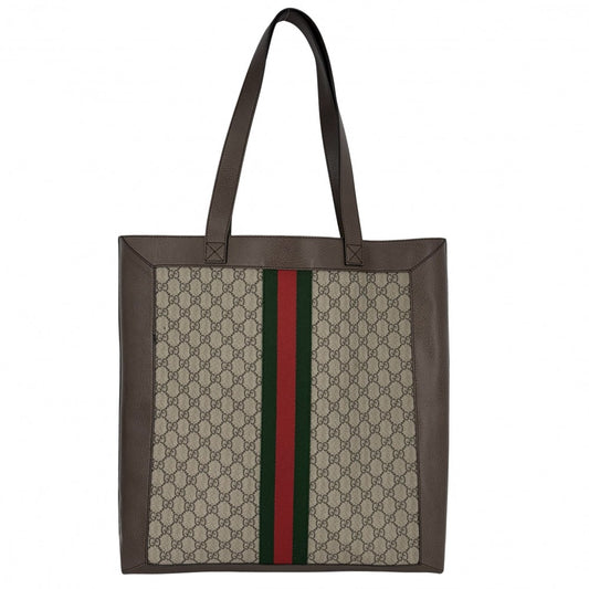 GUCCI グッチ トートバッグ オフィディア ハンドバッグ シェリーライン A4対応 メンズ レディース 519335 GGスプリームキャンバス レザー ベージュ ブラウン 茶 ゴールド金具 ユニセックス【中古品】
