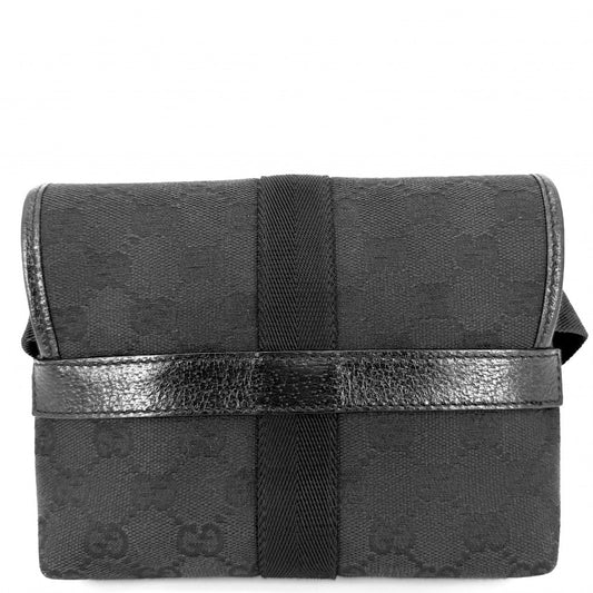 GUCCI グッチ ウエストバッグ ボディバッグ 131236 GGキャンバス ブラック 黒 シルバー金具 メンズ【中古品】