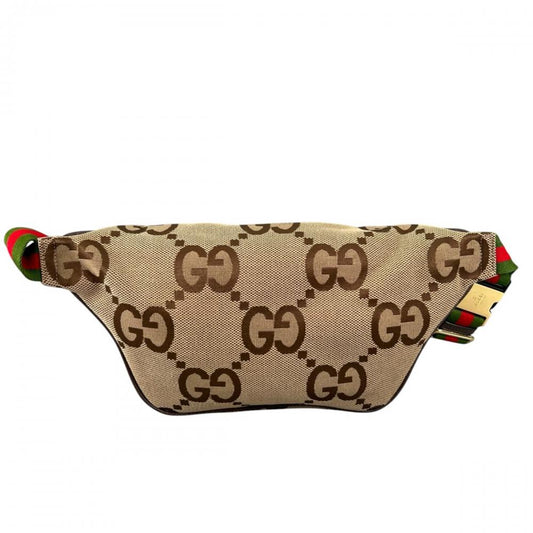 GUCCI グッチ ショルダーバッグ GGジャンボ シェリーライン 696031 GGキャンバス レザー ブラウン 茶 レッド 赤 ゴールド金具 メンズ【中古品】