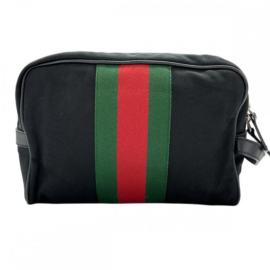 【開店SALE】 GUCCI グッチ クラッチバッグ ポーチ シェリーライン 630916 ナイロン ブラック 黒 シルバー金具 メンズ【中古品】