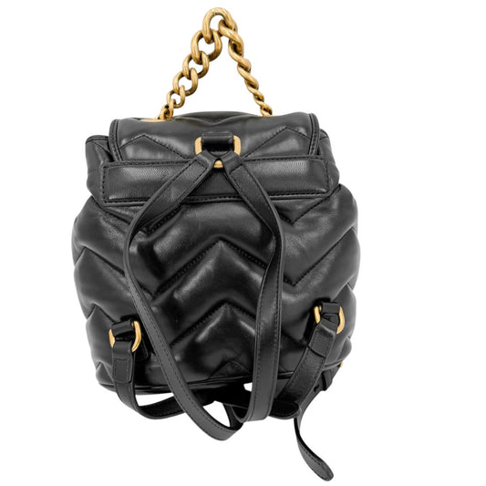 GUCCI グッチ リュック GGマーモント キルティング バックパック 777253 レザー ブラック 黒 ゴールド金具 レディース【中古品】