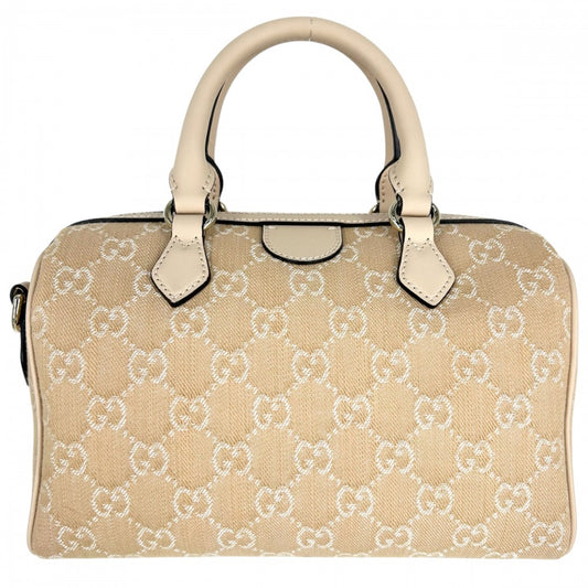 【開店SALE】 GUCCI グッチ 2WAY GG ミニボストンバッグ ショルダーバッグ かばん 鞄 772061 キャンバス レザー ベージュ ゴールド金具 レディース【中古品】