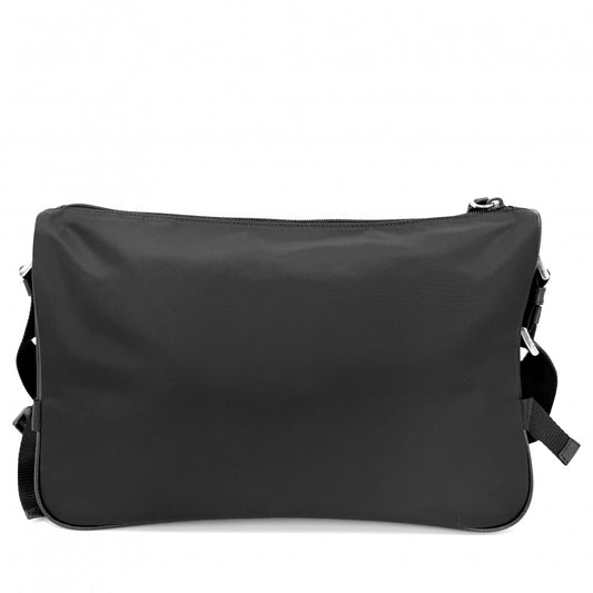 【開店SALE】 PRADA プラダ ショルダーバッグ ラージ Re-Nylon x サフィアーノレザー トライアングルロゴ メンズ レディース 2VH191 ナイロン ブラック 黒 シルバー金具 ユニセックス【中古品】