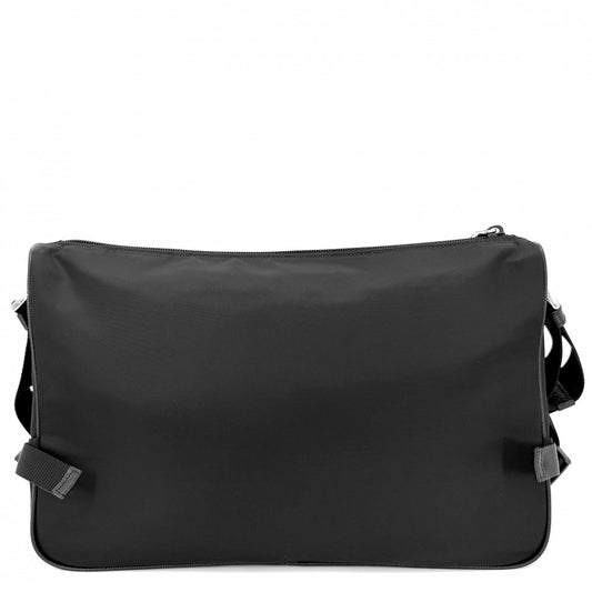 PRADA プラダ ショルダーバッグ トライアングルロゴ ラージ Re-Nylon x サフィアーノレザー メンズ レディース 2VH191 ナイロン ブラック 黒 シルバー金具 ユニセックス【中古品】