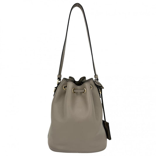 【開店SALE】 PRADA プラダ 2WAY 巾着 トライアングルロゴ ハンドバッグ ショルダーバッグ 1BE067 レザー ベージュ ゴールド金具 レディース【中古品】