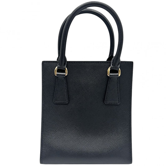 PRADA プラダ 2WAY トライアングルロゴ ミニトートバッグ ハンドバッグ ショルダーバッグ 1BA358 レザー ブラック 黒 ゴールド金具 レディース【中古品】
