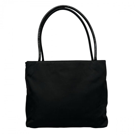 PRADA プラダ トートバッグ トライアングルロゴ BR3855 ナイロン エナメル ブラック 黒 ゴールド金具 レディース【中古品】