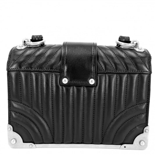 PRADA プラダ ショルダーバッグ カイエ ダイアグラム ナイロン ブラック 黒 シルバー金具 レディース【中古品】