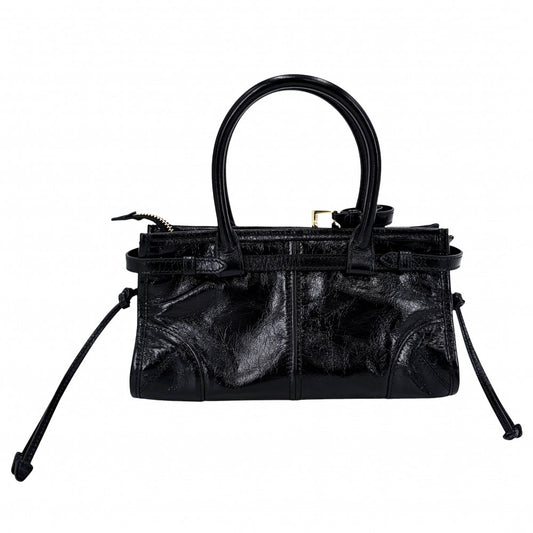 PRADA プラダ 2WAY ボニーミニ ハンドバッグ ショルダーバッグ トライアングルロゴ トートバッグ 1BA486 レザー ブラック 黒 ゴールド金具 レディース【中古品】