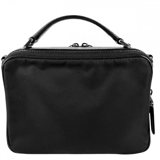 【開店SALE】 PRADA プラダ 2WAY ブリック トライアングルロゴ ショルダーバッグ ハンドバッグ メンズ レディース 男女兼用 2VH069 ナイロン サフィアーノレザー ブラック 黒 シルバー金具 ユニセックス【中古品】