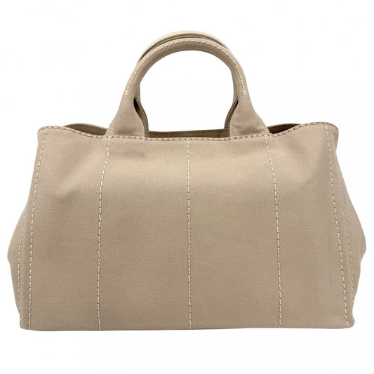 【開店SALE】 PRADA プラダ ハンドバッグ カナパ トートバッグ トライアングルロゴ 2WAY ショルダーバッグ 1BG642 コットン ベージュ ゴールド金具 レディース【中古品】