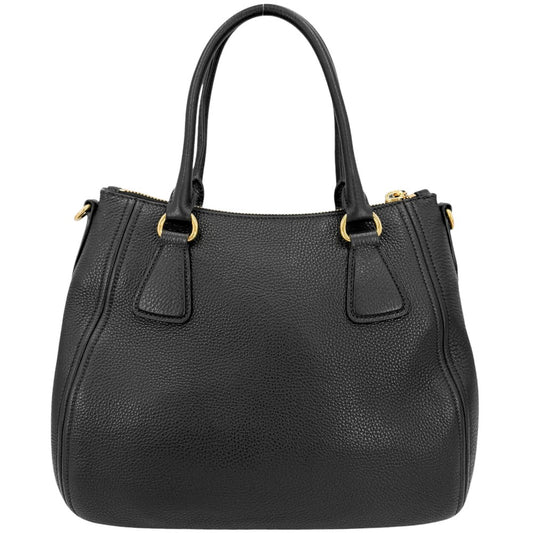PRADA プラダ 2WAY ハンドバッグ ショルダーバッグ トライアングルロゴ 1BC032 レザー ブラック 黒 ゴールド金具 レディース【中古品】