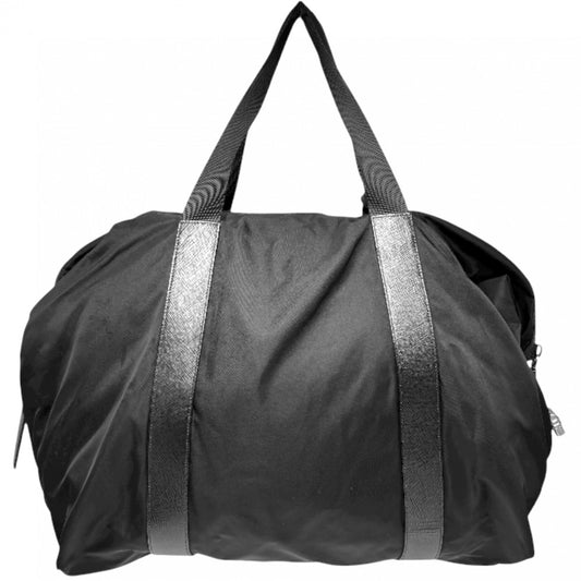 PRADA プラダ ボストンバッグ トライアングルロゴ トートバッグ トラベルバッグ メンズ レディース V49Z ナイロン レザー ブラック 黒 シルバー金具 ユニセックス【中古品】