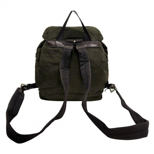 PRADA プラダ リュック テスート バックパック B6677 ナイロン レザー カーキ シルバー金具 レディース【中古品】