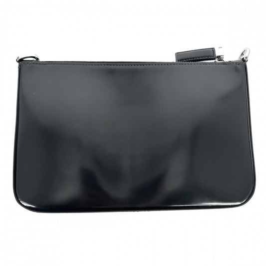 【開店SALE】 PRADA プラダ ショルダーバッグ トライアングルロゴ ポーチ付き かばん 鞄 2VH129 レザー ブラック 黒 シルバー金具 レディース【中古品】
