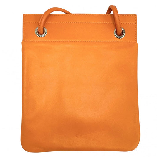 HERMES エルメス ショルダーバッグ アリーヌミニ ポシェット メンズ レディース D レザー オレンジ シルバー金具 ユニセックス 2019年【中古品】