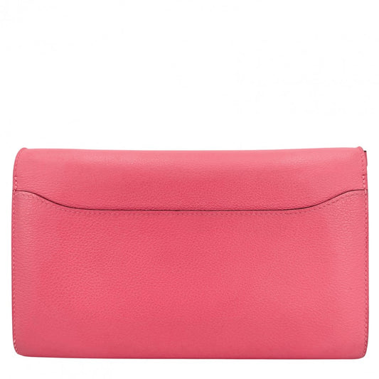 【開店SALE】 HERMES エルメス 長財布 コンスタンスロング トゥーゴー ショルダーバッグ ロングウォレット ショルダーウォレット U刻印 ヴォーエプソン ピンク シルバー金具 レディース 2022年【中古品】