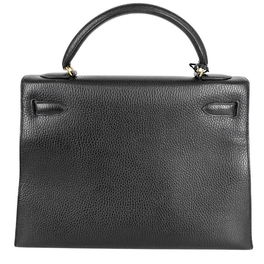 HERMES エルメス ハンドバッグ ケリー32 外縫い レザー 鞄 かばん 〇U刻印 アルデンヌ ブラック 黒 ゴールド金具 レディース 1991年【中古品】