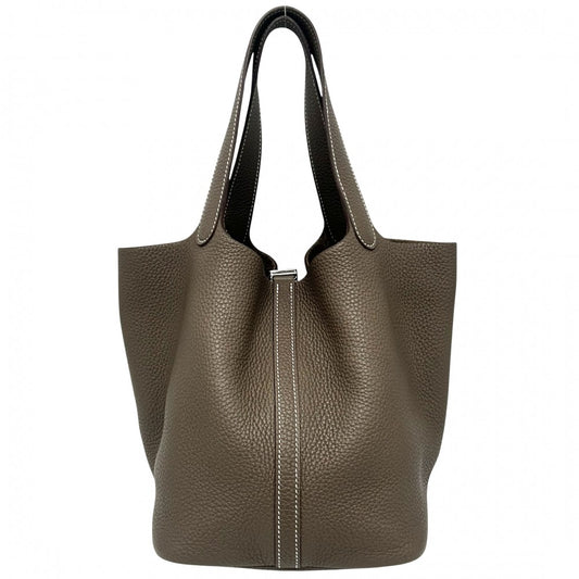 【開店SALE】 HERMES エルメス ハンドバッグ ピコタンロックMM ブラウン Y刻印 トリヨンクレマンス エトゥープ シルバー金具 レディース 2020年【中古品】