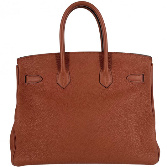 HERMES エルメス ハンドバッグ バーキン35 内縫い 本革 A4対応 鞄 かばん X刻印 トゴ オレンジブラウン系 シルバー金具 レディース 2016年【中古品】