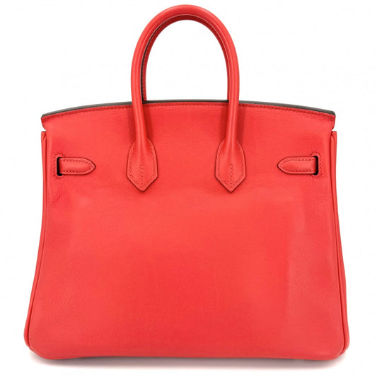 HERMES エルメス ハンドバッグ バーキン25 内縫い X刻印 スイフト レッド 赤 シルバー金具 レディース 2016年【中古品】