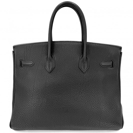 HERMES エルメス ハンドバッグ 内縫い バーキン35 □E刻印 レザー ブラック 黒 ゴールド金具 レディース 2001年【中古品】