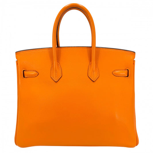 HERMES エルメス ハンドバッグ バーキン25 内縫い □J刻印 スイフト オレンジ シルバー金具 レディース 2006年【中古品】