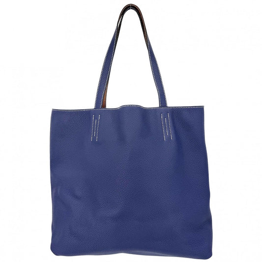 【開店SALE】 HERMES エルメス トートバッグ ドゥブルセンス45 リバーシブル ハンドバッグ Double Sens C刻印 トリヨンクレマンス ネイビー 紺 ブラウン 茶 レディース 2018年【中古品】