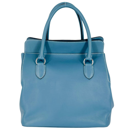 HERMES エルメス 2WAY ツールボックス26 ハンドバッグ ショルダーバッグ □N刻印 レザー ブルー系 シルバー金具 レディース 2010年【中古品】