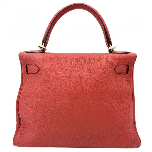 HERMES エルメス 2WAY ケリー28 内縫い ハンドバッグ ショルダーバッグ 鞄 かばん □R刻印 トリヨンクレマンス オレンジレッド系 ゴールド金具 レディース 2014年【中古品】