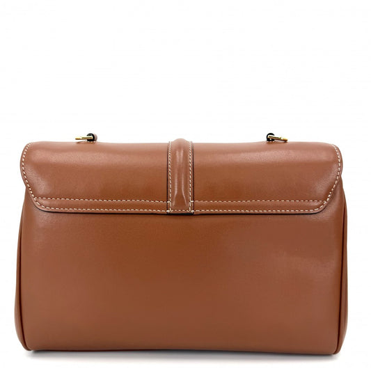 【開店SALE】 CELINE セリーヌ ショルダーバッグ 16 ソフト ティーン セーズ タン レザー ブラウン 茶 ゴールド金具 レディース【中古品】