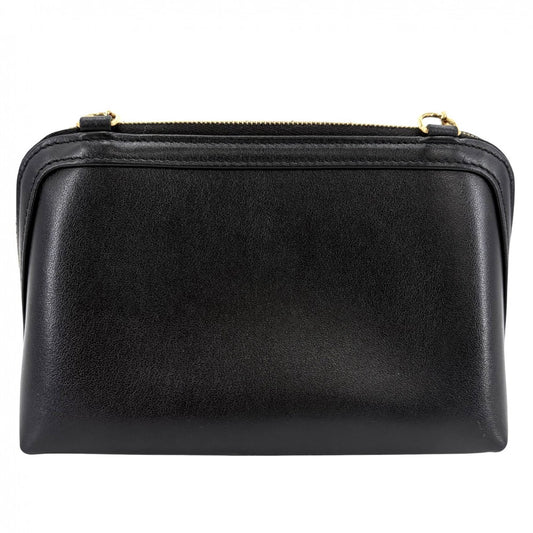 CELINE セリーヌ ショルダーバッグ ポシェット キュイルトリオンフ レザー ブラック 黒 ゴールド金具 レディース【中古品】