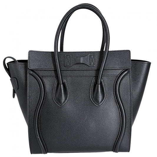 【開店SALE】 CELINE セリーヌ ハンドバッグ ラゲージ マイクロショッパー 189793DRU.38NO レザー ブラック 黒 シルバー金具 レディース【中古品】