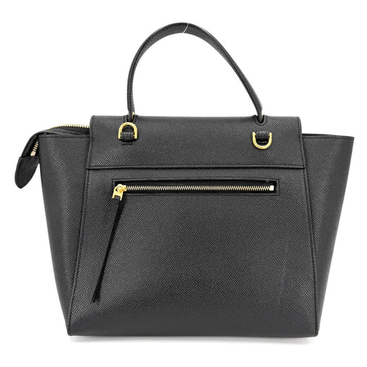 CELINE セリーヌ ハンドバッグ マイクロベルトバッグ レザー ブラック 黒 ゴールド金具 レディース【中古品】