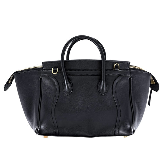 CELINE セリーヌ 2WAY リトルラゲージ ハンドバッグ ショルダーバッグ レザー ブラック 黒 ゴールド金具 レディース【中古品】