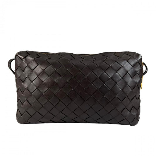 BOTTEGAVENETA ボッテガヴェネタ ショルダーバッグ イントレチャート ループ 597329 レザー ブラウン 茶 ゴールド金具 レディース【中古品】
