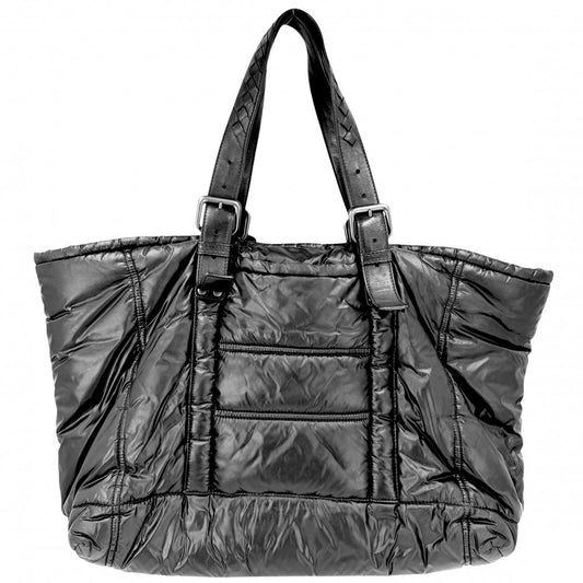 BOTTEGAVENETA ボッテガヴェネタ トートバッグ イントレチャート スピンネーカー ハンドバッグ 271681 ナイロン レザー ブラック 黒 ブラック金具 ユニセックス【中古品】