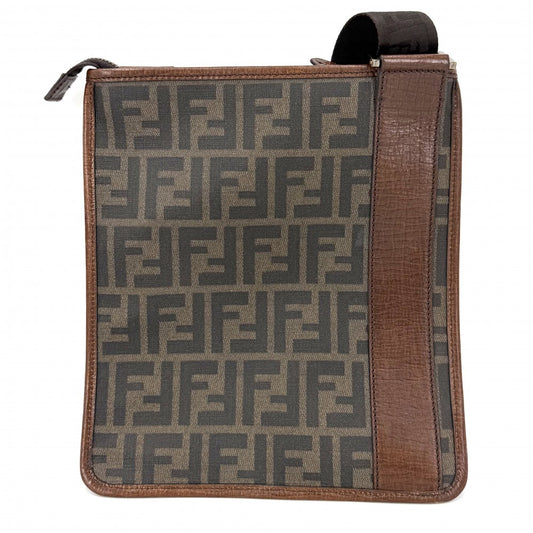 FENDI フェンディ ショルダーバッグ ズッカ 7VA204 コーティングキャンバス レザー ブラウン 茶 ゴールド金具 レディース【中古品】