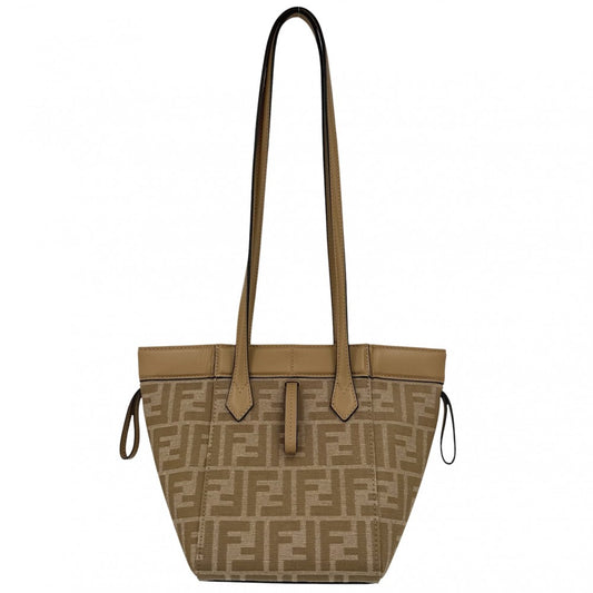 FENDI フェンディ ショルダーバッグ ズッカ オリガミ ミニ Origami 8BS083 コーティングキャンバス レザー ベージュ ゴールド金具 レディース【中古品】