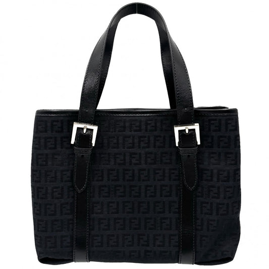 FENDI フェンディ ハンドバッグ ズッキーノ トートバッグ 鞄 かばん 8BH237 キャンバス レザー ブラック 黒 ゴールド金具 レディース【中古品】
