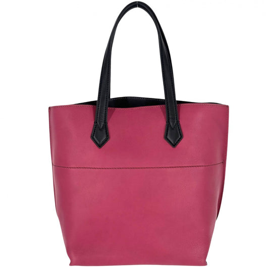 FENDI フェンディ トートバッグ ハンドバッグ 鞄 かばん 8BH262 レザー ピンクパープル ブラック 黒 シルバー金具 レディース【中古品】