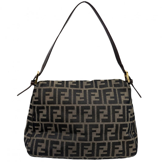 FENDI フェンディ ショルダーバッグ ズッカ マンマバケット ワンショルダー Mamma Bucket キャンバス レザー ブラウン 茶 ゴールド金具 レディース【中古品】