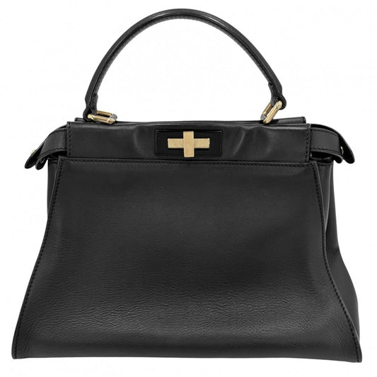 FENDI フェンディ 2WAY ピーカブー レギュラー ハンドバッグ ショルダーバッグ 8BN290 レザー ブラック 黒 ゴールド金具 レディース【中古品】