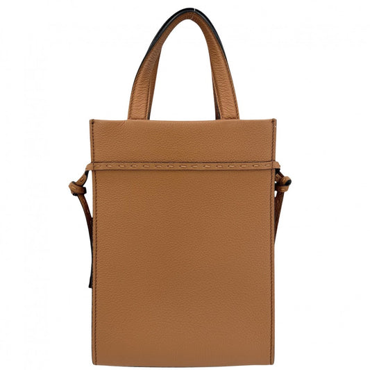 FENDI フェンディ 2WAY ゴートゥーショッパー Sサイズ ハンドバッグ ショルダーバッグ 7VA584 レザー ブラウン 茶 シルバー金具 レディース【中古品】