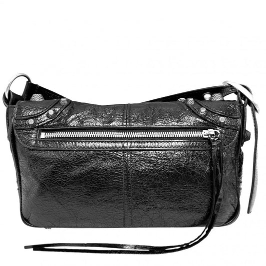 BALENCIAGA バレンシアガ ショルダーバッグ ルカゴールXS LE CAGOLE 719082 レザー ブラック 黒 シルバー金具 レディース【中古品】