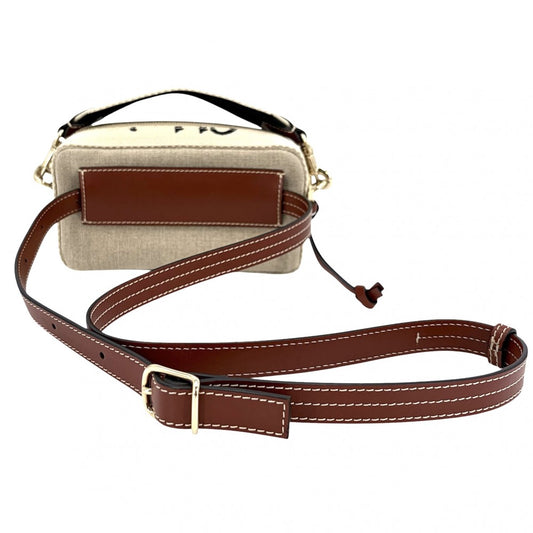 Chloe クロエ 2WAY ウッディ ウエストバッグ ハンドバッグ レザー キャンバス ベージュ ブラウン 茶 ゴールド金具 レディース【中古品】